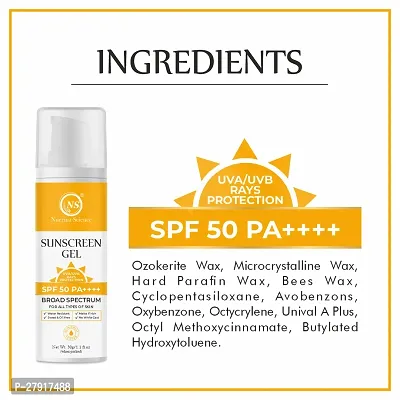 Nuerma Science SPF 50 PA++++ Sunscreen Gel for UVA/UVB Rays Protection | Water Resistant, Matte Finish, Broad Spectrum Sunscreen for Face  Body | Suitable for Women  Men of All Skin Types - 30 GM-thumb2