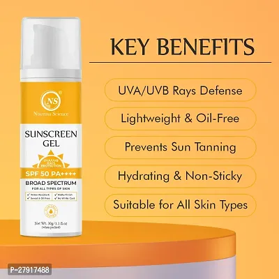 Nuerma Science SPF 50 PA++++ Sunscreen Gel for UVA/UVB Rays Protection | Water Resistant, Matte Finish, Broad Spectrum Sunscreen for Face  Body | Suitable for Women  Men of All Skin Types - 30 GM-thumb5