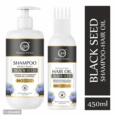 Nuerma Science Blackseed Hair Shampoo (350 ML)+ Hair Oil (100 ML) Combo Kit-thumb2