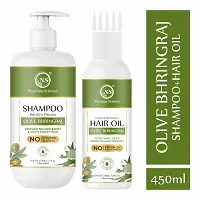 Nuerma Science Olive Bhringraj Hair Shampoo (350 ml)+ Hair Oil (100 ml) Combo Kit-thumb1