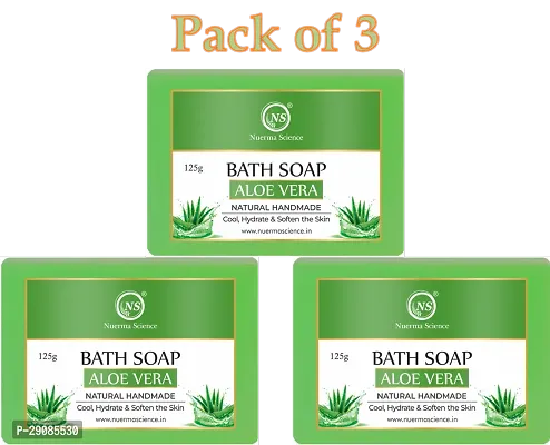 Nuerma Science Natural Aloe Vera Handmade Bath Soap - Pack of 3 (3 x 125 G)-thumb0