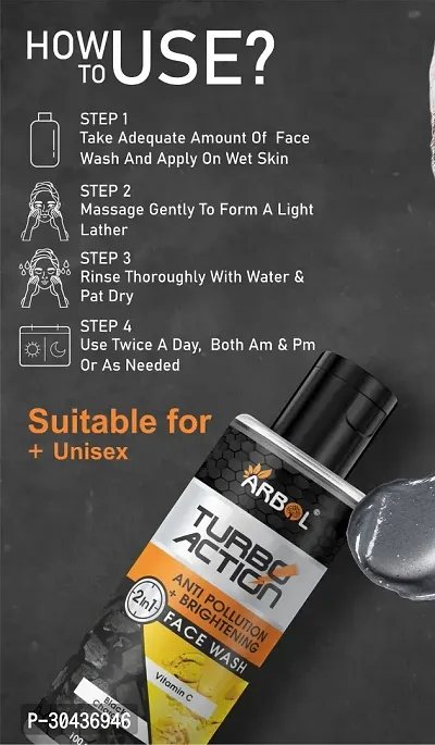 Classic Turbo Bright Double Action,Anti Pollution With Charcoal And Vitamin C Face Wash-thumb0