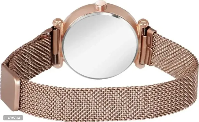 New Laxurius Looking Rose Gold Starry sky Quartz 21st century Magnet Chain Belt Analog Watch - For Girls-thumb2