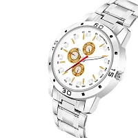 New Stylish Luxury Looking Chronograph Designer Dial Silver Chain Metal Belt Unique Stylist Different Attractive Analog Watch - For Men-thumb2