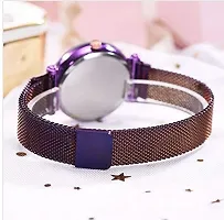 Luxury Diamond Cut Starry purple Dial Magnetic bracelet Watch For Girls Quartz Watches For Girls Watch For Women Analog Watch - For Girls-thumb2