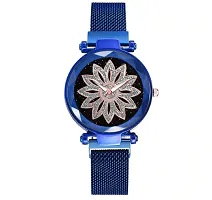 New Luxurious Looking Magnet Blue Buckle Starry sky Quartz Watches For Girls  21st century Magnetic Chain Belt Analog Watch - For Girls-thumb1