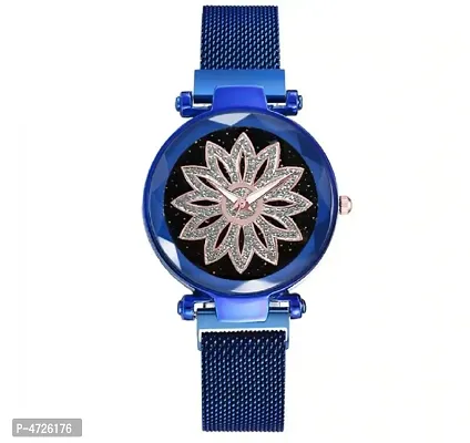 New Luxurious Looking Magnet Blue Buckle Starry sky Quartz Watches For Girls  21st century Magnetic Chain Belt Analog Watch - For Girls-thumb2