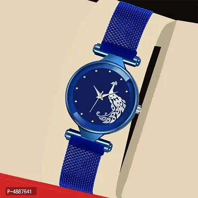 Luxury Blue peacock Dial  Mesh Magnet Buckle Starry sky Quartz Watches For girls Fashion  Clock watches girls new model magnet magnet series Analog Watch - For Girls Analog Watch - For Girls Analog Wa-thumb0