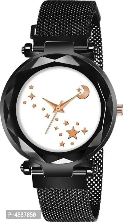 Luxury Mesh Magnet Black White Fashion  Clock watches girls new model magnet series Starry sky Quartz Watches For girls Fashion Clock Analog Watch - For Girls