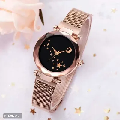 Fancy Bracelet Black women watches Girls Wristwatch for Analog Chain Female Watch Starry Sky Magnetic Watch with Magnet Mash Strap Stylish Girls Watches Fashion Ladies Clock for gift Analog Watch - Fo