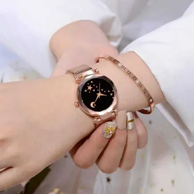 fancy bracelet Black Color ladies watches girls wrist watch for