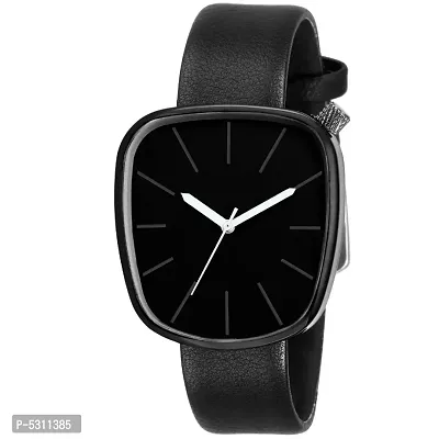 New Arrival Stylish Attractive Black  Dial Leather strap simple  Look analog Watch - For unisex Analog Free size Watch - For men women