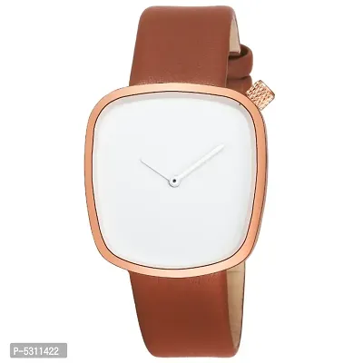 New Arrival Stylish Attractive white  Dial Leather strap simple  Look analog Watch - For unisex Analog Free size Watch - For men women