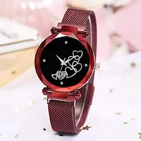 New stylish Magnet Maroon Heart Dial women Fashion     magnet Buckle Starry sky Quartz Watches For girls Women Watches Ladies Wrist Watches Girls Fashion  Watch Female Clock with Magnet Mash-thumb2