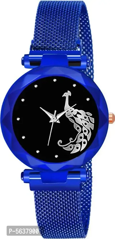 New Fancy Bracelet Blue peacock Dial Women Watches Ladies Wristwatch for Girls Analog Fashion Female Clock Gift Starry Sky Magnetic Watch with Magnet Mash Strap Stylish Girls Watch for Women 2021 Ana-thumb2