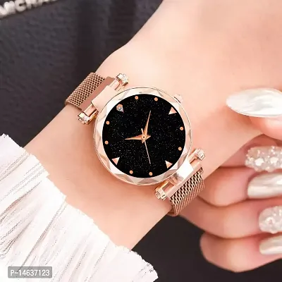 New Luxury Rose Gold Magnet Mash Strap Buckle Analog Watches For girls