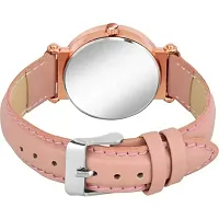 New Arrival Stylish Look Designer Dial Pink Leather fashion Analog wrist Watch - For Women Girls-thumb1