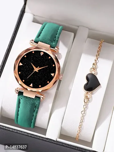 New Arrival Stylish Look Designer Dial green Leather fashion Analog wrist Watch - For Women Girls