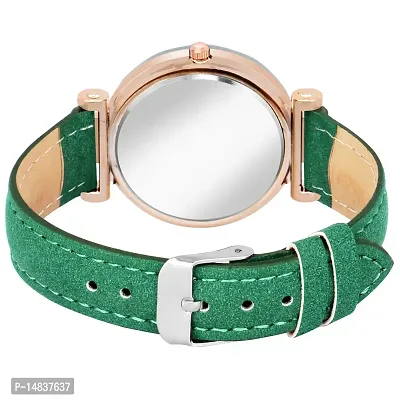 New Arrival Stylish Look Designer Dial green Leather fashion Analog wrist Watch - For Women Girls-thumb2