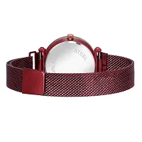 Luxury New Collection  Beautiful Maroon Love Design Girls Fashion Magnet belt Analog  wrist Watch For women-thumb1