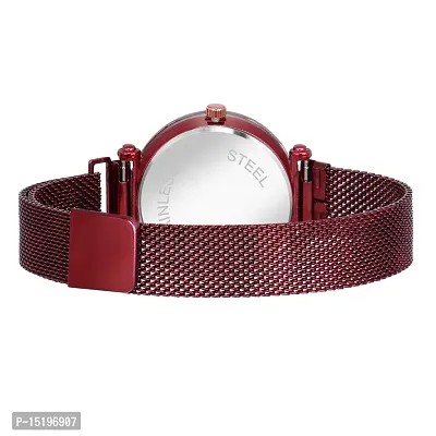 Luxury New Collection  Beautiful Maroon Love Design Girls Fashion Magnet belt Analog  wrist Watch For women-thumb2