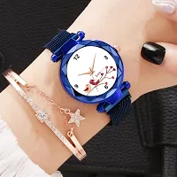 Luxury New Collection  Beautiful Blue Love Design Girls Fashion Magnet belt Analog  wrist Watch For women-thumb2