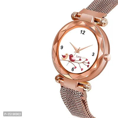 Luxury New Collection Rose gold Love Design Girls Fashion Magnet belt Analog  wrist Watch For women-thumb3