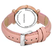 New Stylish Trendy Rich Look Pink Designer  Butterfly Dail Girls Leather belt Latest new fashionable Analog watch for women-thumb1