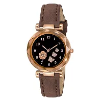 New Stylish Trendy Rich Look Brown Designer  Butterfly Dail Girls Leather belt Latest new fashionable Analog watch for women-thumb3