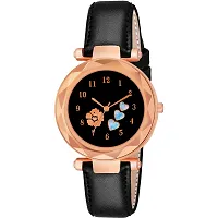 New Stylish Trendy Rich Look Black Designer  hart Dail Girls Leather belt Latest new fashionable Analog watch for women-thumb1