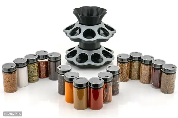 Circular Plastic 16 Jar Revolving Spice Rack Masala Box