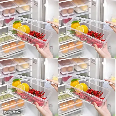 Polypropylene Fridge Storage Boxes Fridge Organizer With Removable Drain Plate Fridge Storage Containers Keeps FruitsVegetablesMeatFish Fresh Longer 1500 Ml  Transparent PACK OF 4