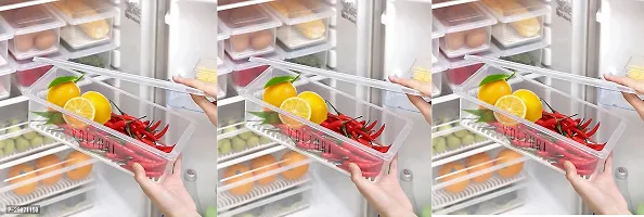 Polypropylene Fridge Storage Boxes Fridge Organizer With Removable Drain Plate Fridge Storage Containers Keeps FruitsVegetablesMeatFish Fresh Longer 1500 Ml  Transparent PACK OF 3