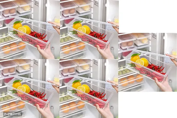 Polypropylene Fridge Storage Boxes Fridge Organizer With Removable Drain Plate Fridge Storage Containers Keeps FruitsVegetablesMeatFish Fresh Longer 1500 Ml  Transparent PACK OF 5-thumb0