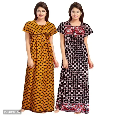 Beautiful Cotton Printed Nighty For Women Pack of 2-thumb0