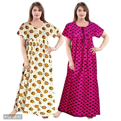 Beautiful Cotton Printed Nighty For Women Pack of 2