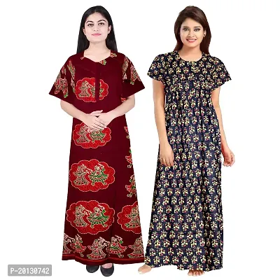 Beautiful Cotton Printed Nighty For Women Pack of 2-thumb0