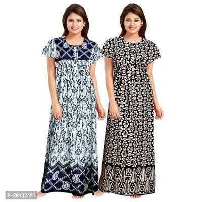 Beautiful Cotton Printed Nighty For Women Pack of 2-thumb0