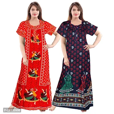 Beautiful Cotton Printed Nighty For Women Pack of 2-thumb0