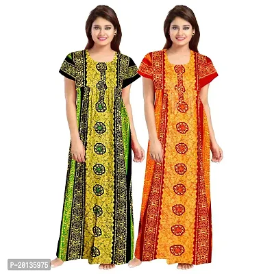 Beautiful Cotton Printed Nighty For Women Pack of 2-thumb0