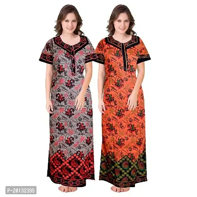 Beautiful Cotton Printed Nighty For Women Pack of 2-thumb0