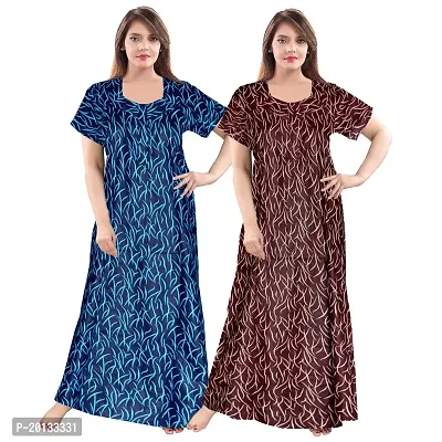 Beautiful Cotton Printed Nighty For Women Pack of 2-thumb0