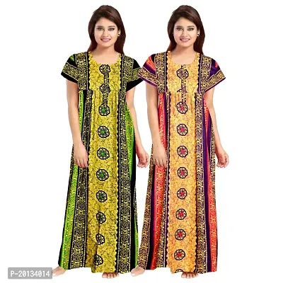 Beautiful Cotton Printed Nighty For Women Pack of 2-thumb0