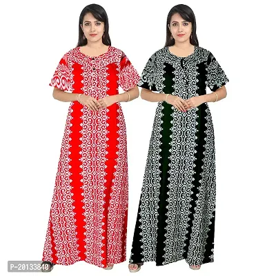 Beautiful Cotton Printed Nighty For Women Pack of 2-thumb0