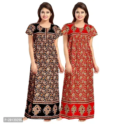 Beautiful Cotton Printed Nighty For Women Pack of 2-thumb0