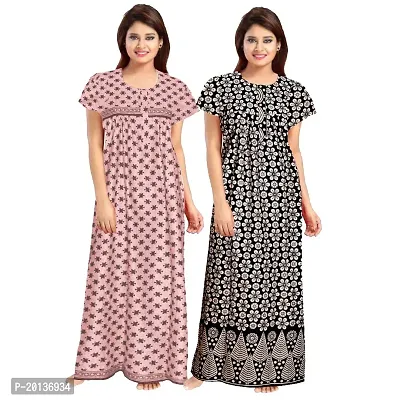 Beautiful Cotton Printed Nighty For Women Pack of 2-thumb0