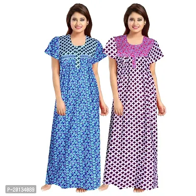 Beautiful Cotton Printed Nighty For Women Pack of 2