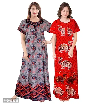 Beautiful Cotton Printed Nighty For Women Pack of 2-thumb0