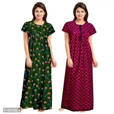 Beautiful Cotton Printed Nighty For Women Pack of 2-thumb0