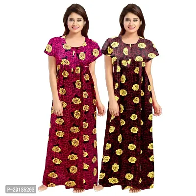 Beautiful Cotton Printed Nighty For Women Pack of 2-thumb0